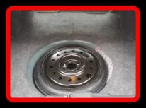 Spare tire cleaned and trunk detailed by Fifty Dollar Detail, Ridgefield, WA.